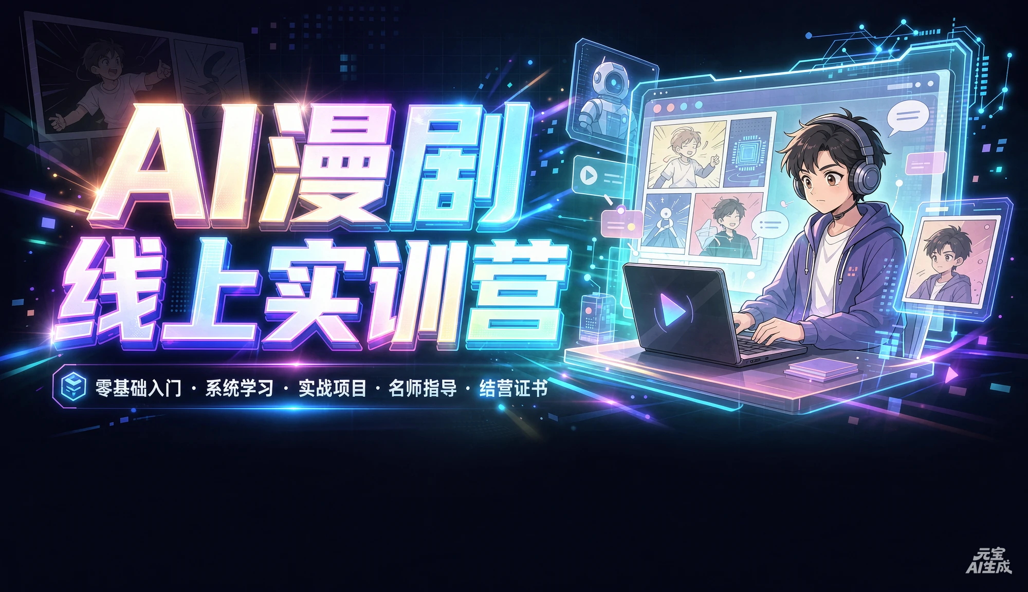 【精】AI漫剧线上实训营,零基础入门、系统学习、实战项目、名师指导、结营证书 【精】AI漫剧线上实训营,零基础入门、系统学习、实战项目、名师指导、结营证书