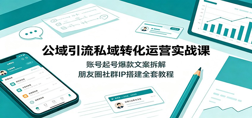 公域引流私域转化运营实战课:账号起号爆款文案拆解,朋友圈社群IP搭建全套教程-离锋创库