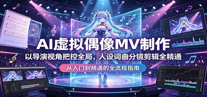 AI虚拟偶像MV制作：以导演视角把控全局，人设词曲分镜剪辑全精通-离锋创库