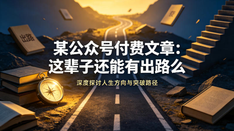 某公众号付费文章：这辈子还能有出路么-离锋创库