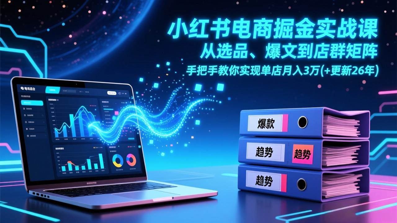 （17290期）小红书电商掘金实战课，从选品、爆文到店群矩阵，手把手教你实现单店月入3万+(更新26年)-离锋创库