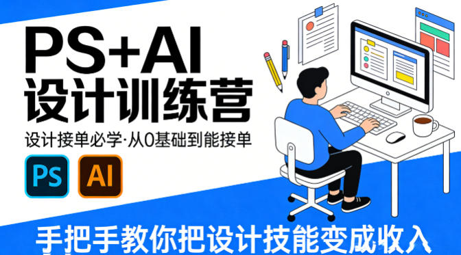 设计接单必学，PS+AI设计训练营，从0基础到能接单，手把手教你把设计技能变成收入-离锋创库