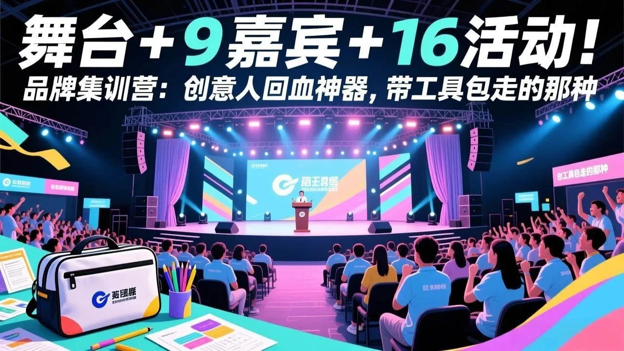 【精】舞台 + 9 嘉宾 + 16 活动!品牌集训营:创意人回血神器,带工具包走的那种 【精】舞台 + 9 嘉宾 + 16 活动!品牌集训营:创意人回血神器,带工具包走的那种