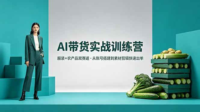 （18355期）AI带货实战训练营，服装+农产品双赛道，从账号搭建到素材剪辑快速出单-离锋创库