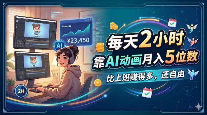 （18051期）每天 2 小时，靠 AI 动画月入 5 位数，比上班赚得多，还自由-离锋创库
