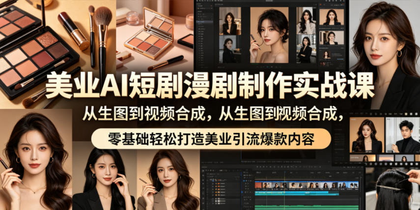 美业AI短剧漫剧制作实战课，从生图到视频合成，零基础轻松打造美业引流爆款内容-离锋创库