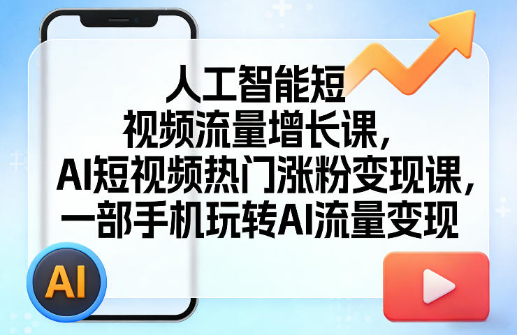 人工智能短视频流量增长课，AI短视频热门涨粉变现课，一部手机玩转AI流量变现-离锋创库