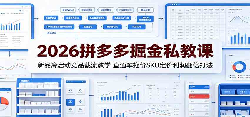 2026拼多多掘金私教课:新品冷启动竞品截流教学,直通车拖价SKU定价利润翻倍打法-离锋创库
