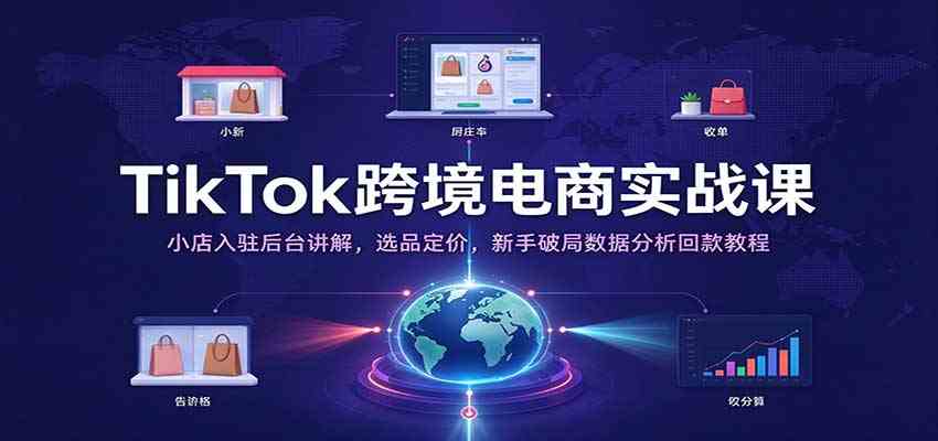 TikTok跨境电商实战课:小店入驻后台讲解,选品定价,新手破局数据分析回款教程-离锋创库