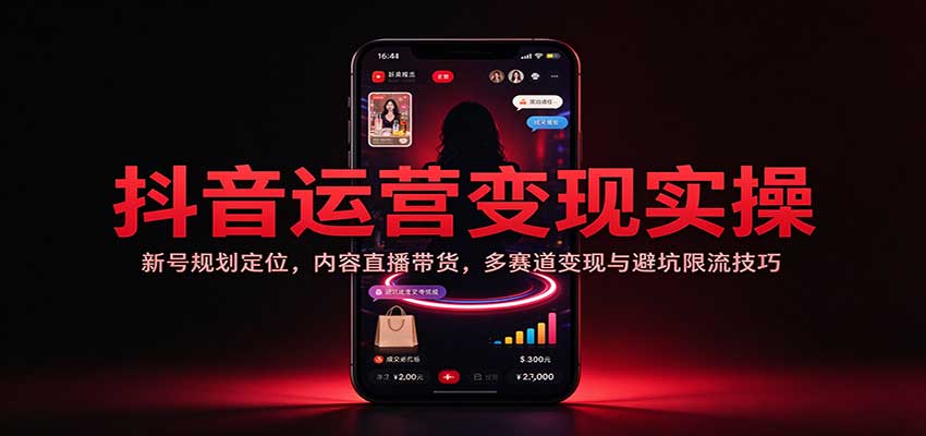 抖音运营变现实操:新号规划定位,内容直播带货,多赛道变现与避坑限流技巧-离锋创库