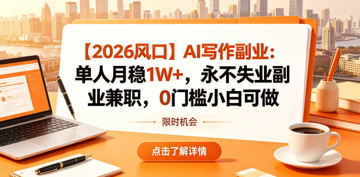 【2026风口】AI写作副业:单人月稳1W+,永不失业副业兼职,0门槛小白可做【揭秘】-离锋创库
