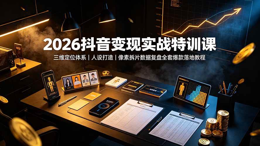 (19419期)2026抖音变现实战特训课:三维定位体系|人设打造|像素拆片数据复盘全套爆款落地教程-离锋创库