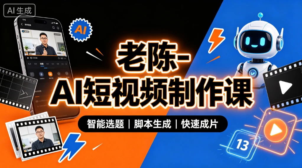 【精】老陈- AI短视频制作课,从选题到成片,AI工具实战,短视频增长-离锋创库
