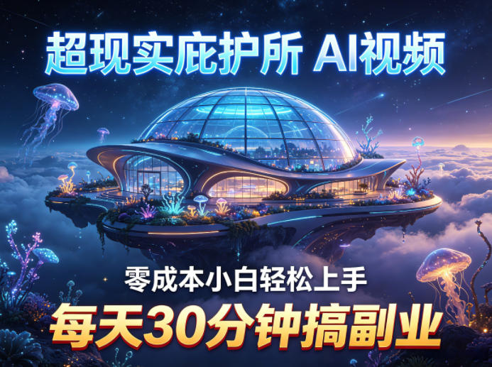 超现实庇护所AI视频项目拆解，零成本小白轻松上手，每天30分钟搞副业-离锋创库