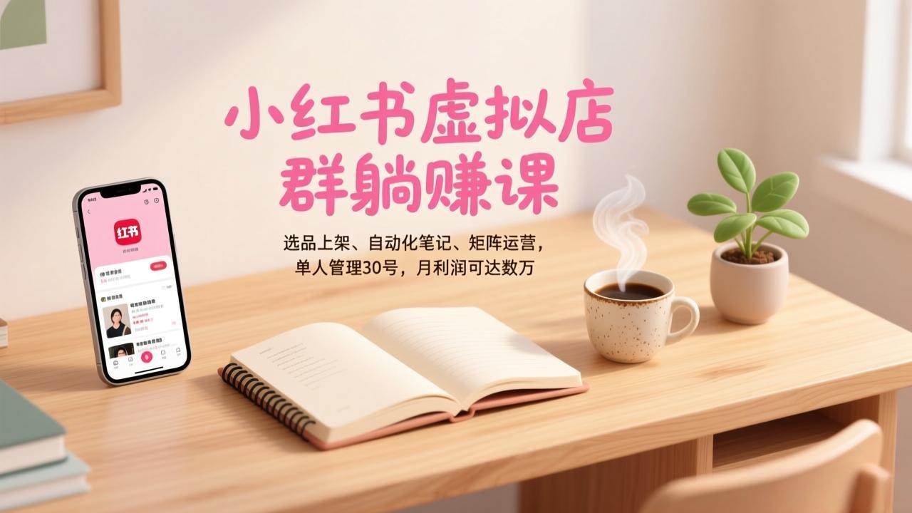 （17072期）小红书虚拟店群躺赚课，选品上架、自动化笔记、矩阵运营，单人管理30号，月利润可达数万-离锋创库