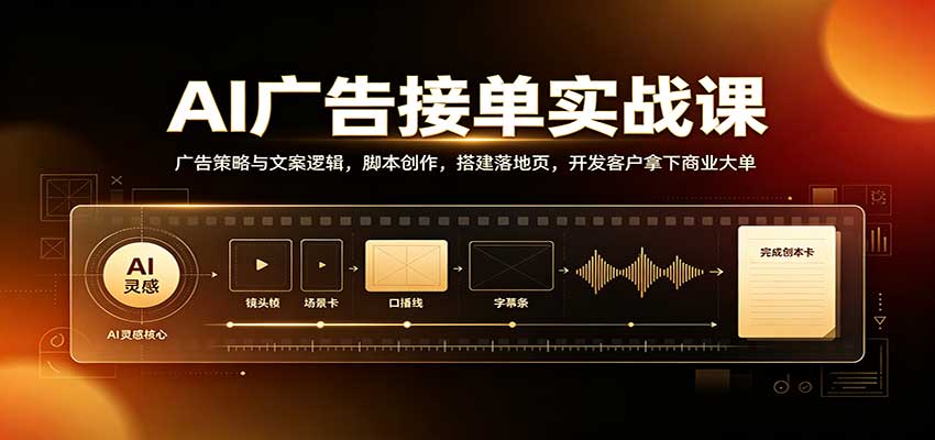 AI广告接单实战:广告策略与文案逻辑,脚本创作,搭建落地页,开发客户拿下商业大单 AI广告接单实战:广告策略与文案逻辑,脚本创作,搭建落地页,开发客户拿下商业大单