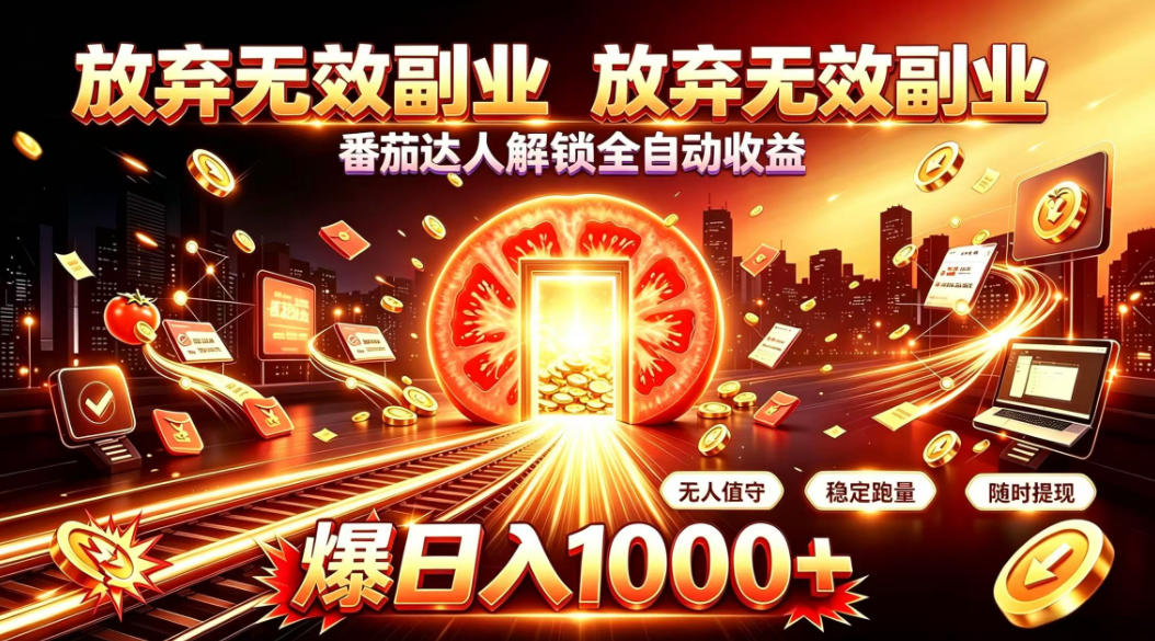 放弃无效副业，番茄达人解锁全自动收益，日入1k+，门槛最低的线上轻资产项目【揭秘】-离锋创库
