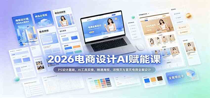 2026电商设计AI赋能课：PS设计基础，AI工具实操，精通海报、详情页与首页电商全案设计-离锋创库