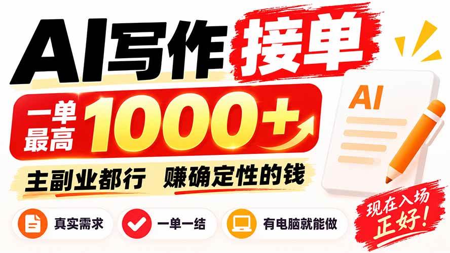 （20463期）AI写作接单，日稳定800+，附内部接单资源，0成本不囤货-离锋创库