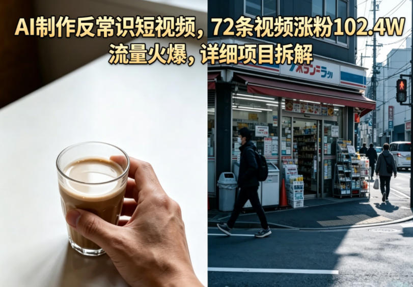 AI制作反常识短视频,72条视频涨粉102.4W,流量火爆,详细项目拆解-离锋创库
