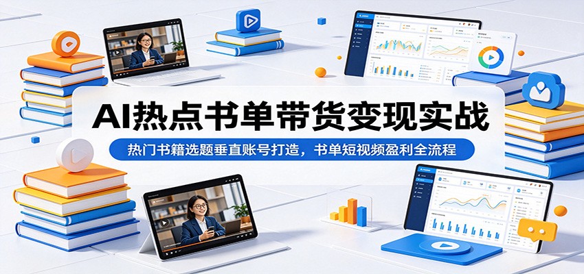 AI热点书单带货变现实战：热门书籍选题垂直账号打造，书单短视频盈利全流程-离锋创库