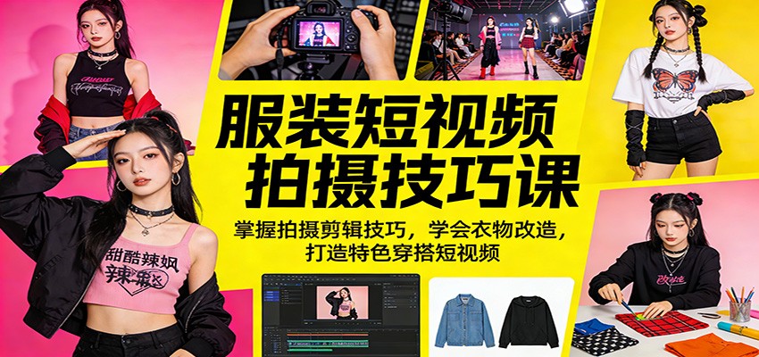 服装短视频拍摄技巧课：掌握拍摄剪辑技巧，学会衣物改造，打造特色穿搭短视频-离锋创库