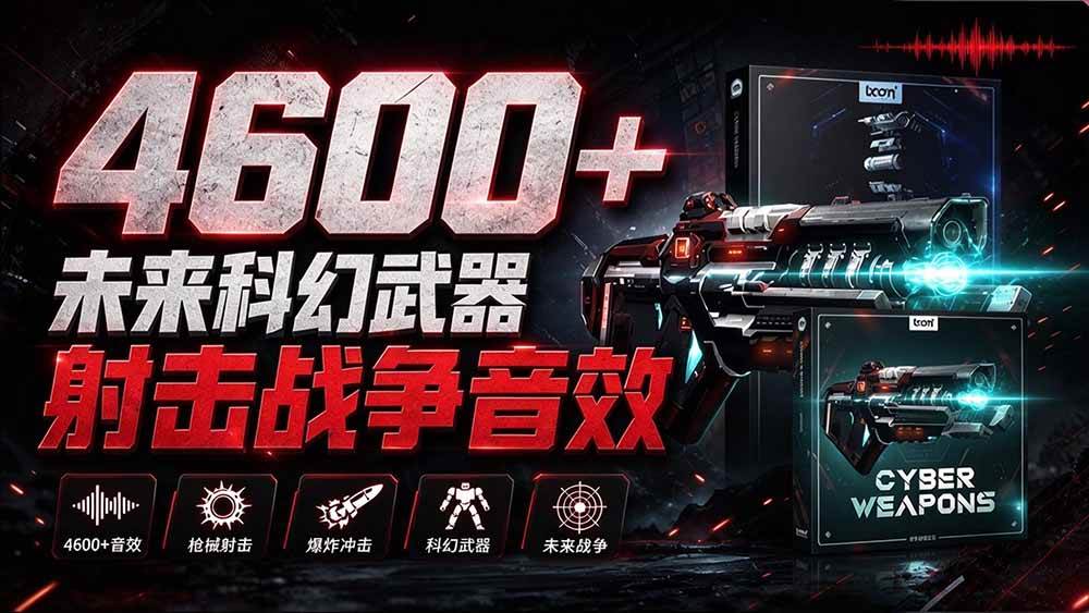 （20696期）顶级音效合集！4600+种未来科幻武器开枪射击战斗音效素材合集，全部中文汉化 Boom Library – Cyber W-离锋创库