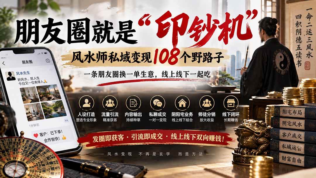 （20464期）朋友圈就是“印钞机”，风水师私域变现108个野路子，一条朋友圈换一单生意，线上线下一起吃【文档】-离锋创库