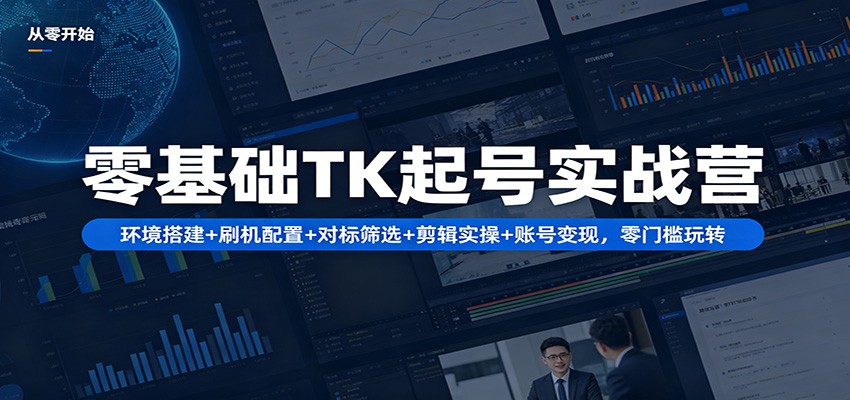 零基础TK起号实战营：环境搭建+ 刷机配置+对标筛选+剪辑实操+账号变现，零门槛玩转-离锋创库