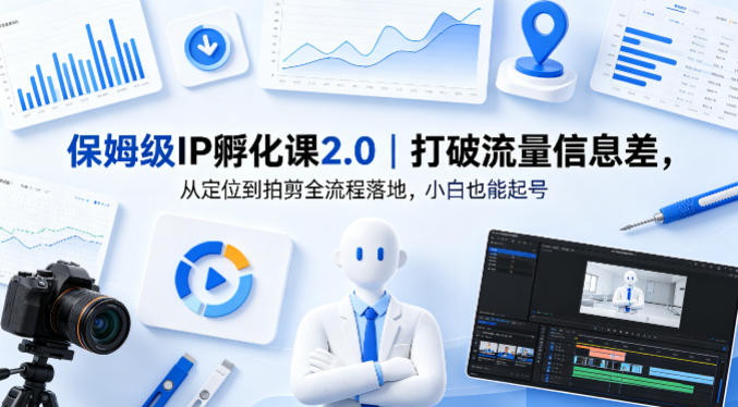 保姆级IP孵化课2.0｜打破流量信息差，从定位到拍剪全流程落地，小白也能起号-离锋创库