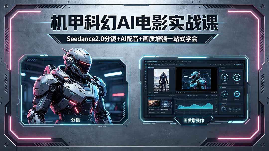 （18298期）机甲科幻 AI 电影实战课，Seedance2.0 分镜 + AI 配音 + 画质增强一站式学会-离锋创库