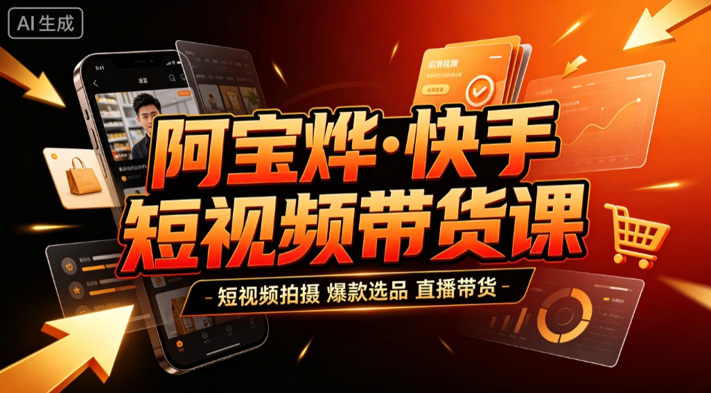 【精】阿宝烨·快手短视频带货课,短视频拍摄、爆款选品、直播带货-离锋创库