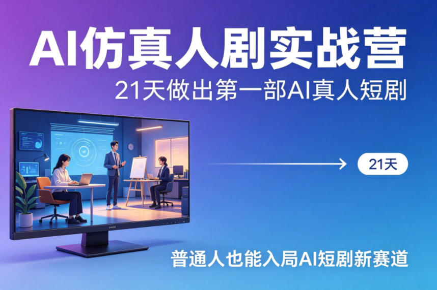 AI仿真人剧实战营，21天做出第一部AI真人短剧，普通人也能入局AI短剧新赛道-离锋创库