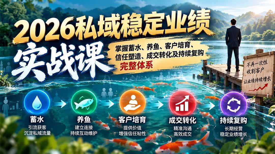 (20710期)2026私域稳定业绩实战课:掌握蓄水、养鱼、客户培育、信任塑造、成交转化及持续复购完整体系-离锋创库