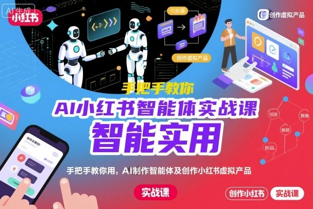 【精】AI小红书智能体实战课，手把手教你用AI制作智能体及创作小红书虚拟产品，提效+内容商业化-离锋创库
