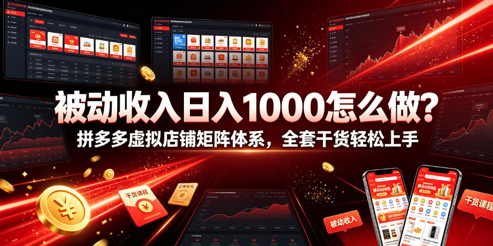 被动收入日入1000怎么做？拼多多虚拟店铺矩阵体系，全套干货轻松上手【揭秘】-离锋创库
