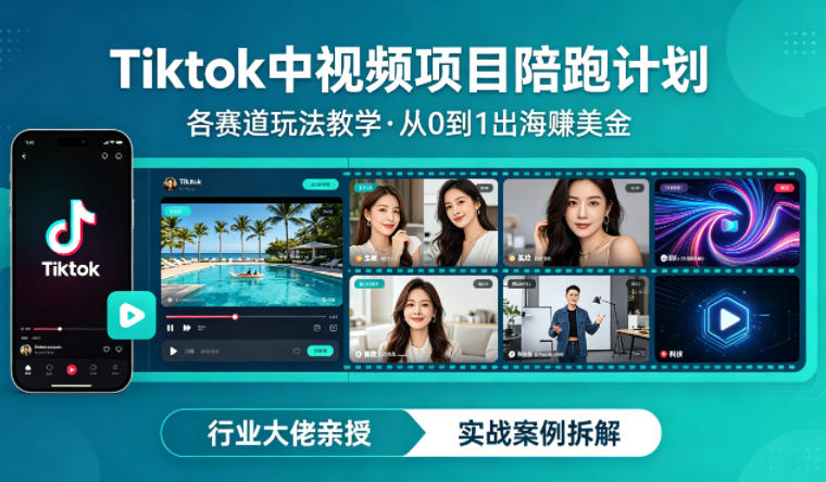 某大佬的Tiktok中视频项目陪跑,涵盖TK各个赛道玩法教学,从0到1出海賺美金-离锋创库