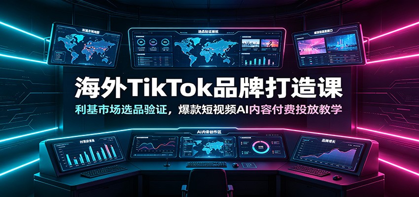 海外TikTok品牌打造课:利基市场选品验证,爆款短视频AI内容付费投放教学-离锋创库