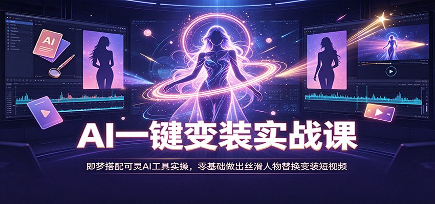 AI一键变装实战课：即梦搭配可灵AI工具实操，零基础做出丝滑人物替换变装短视频-离锋创库