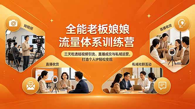 （18187期）全能老板娘流量体系训练营，三天吃透短视频引流、直播成交与私域运营，打造个人IP轻松变现-离锋创库