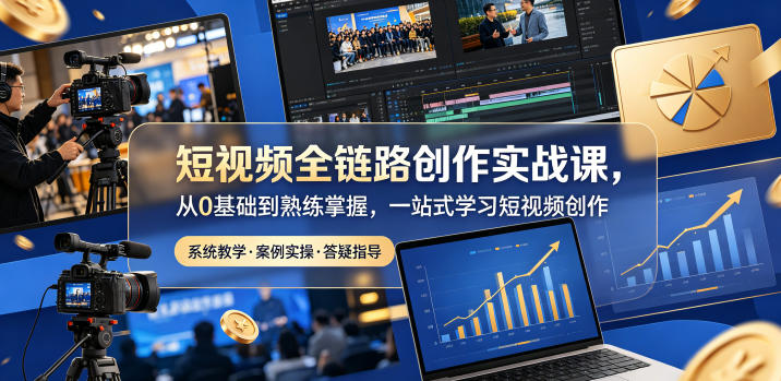 短视频全链路创作实战课，从0基础到熟练掌握，一站式学习短视频创作-离锋创库