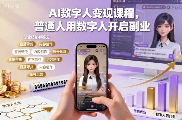 AI数字人变现课程，普通人用数字人开启副业-离锋创库