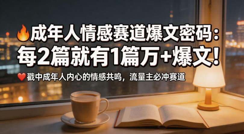 公众号流量主成年人情感心理赛道，流量最大，受众最广的主流赛道之一，平均每2篇就有1篇万爆文章-离锋创库