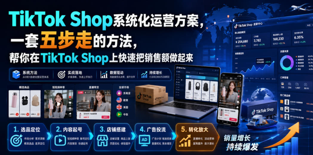 TikTok Shop系统化运营方案，一套五步走的方法，帮你在TikTok Shop上快速把销售额做起来【原创双语字幕】-离锋创库
