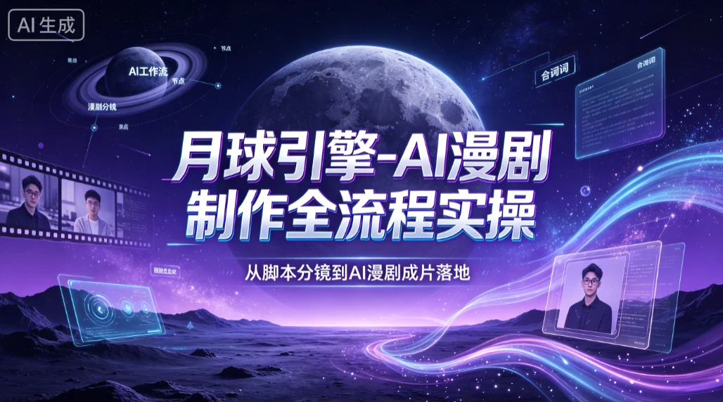 【精】月球引擎-AI漫剧制作全流程实操，从脚本分镜到AI漫剧成片落地-离锋创库