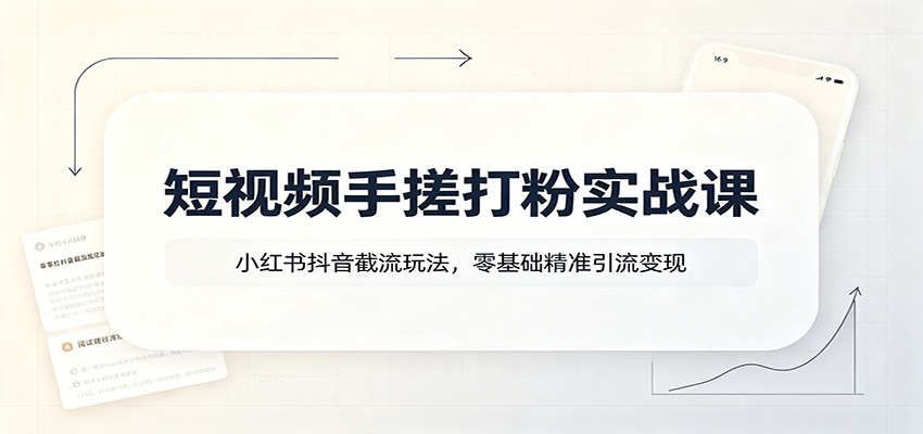 短视频手搓打粉实战课:小红书抖音截流玩法,零基础精准引流变现-离锋创库