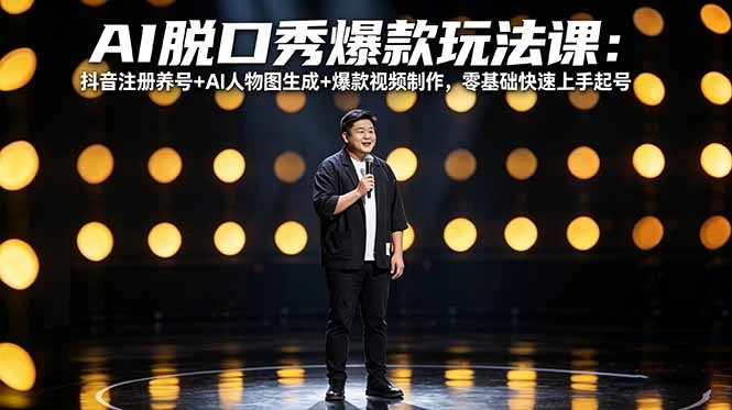 【精】AI脱口秀爆款玩法课：抖音注册养号+AI人物图生成+爆款视频制作，零基础快速上手起号-离锋创库