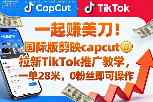 一起賺美刀！国际版剪映capcut拉新TikTok推广教学，一单28米，0粉丝即可操作（附推广入口和教学）-离锋创库