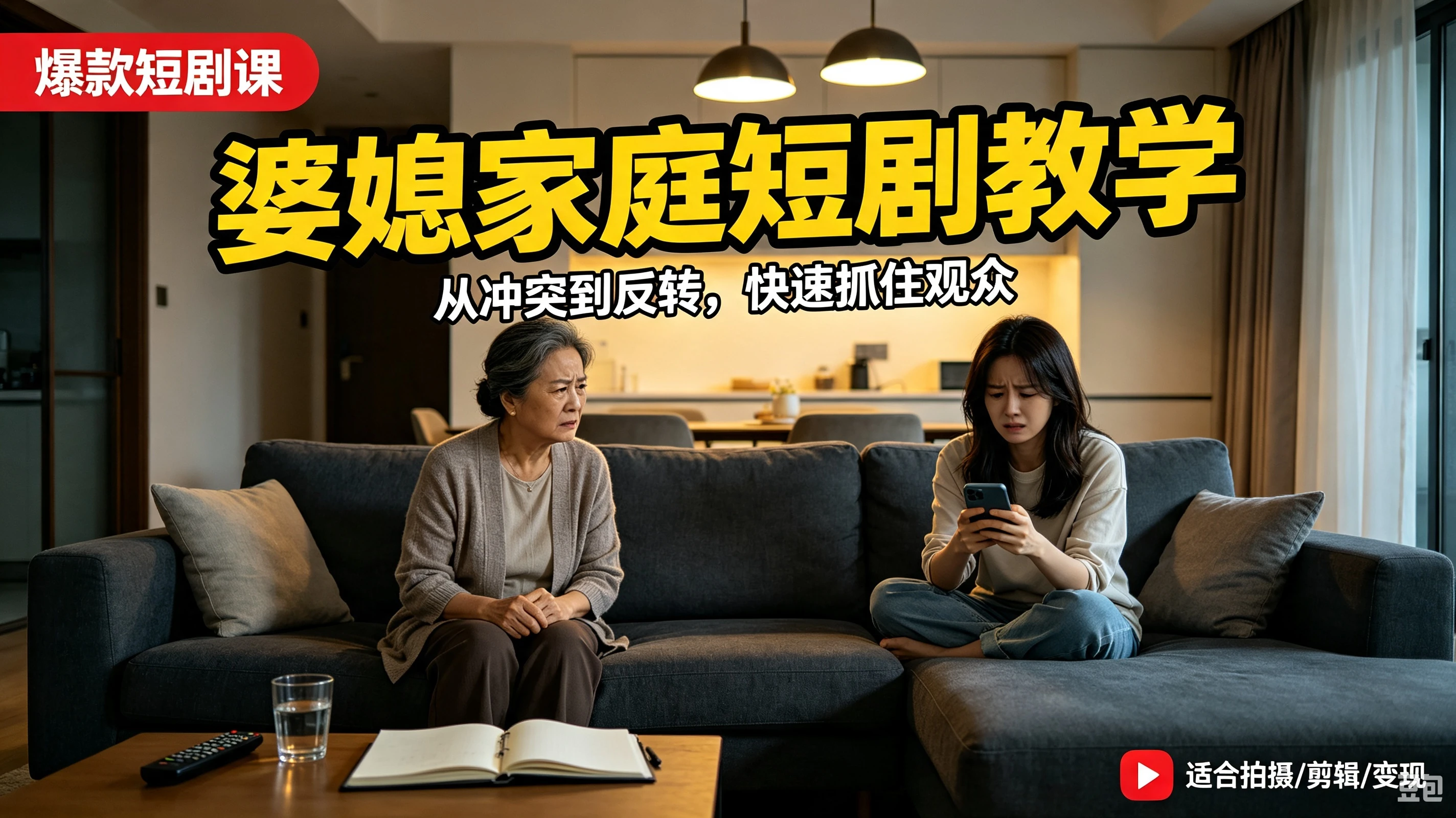 【精】婆媳家庭AI短剧全套教学丨起号快，热门吸引女性粉丝，商单广告、橱窗带货、收徒裂变、伙伴分成等-离锋创库