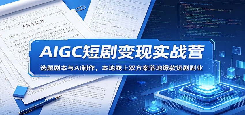 AIGC短剧变现实战营：选题剧本与AI制作，本地线上双方案落地爆款短剧副业-离锋创库